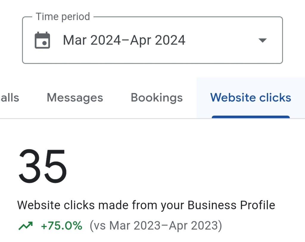 Spacek GBP March April 2024 - Website Clicks